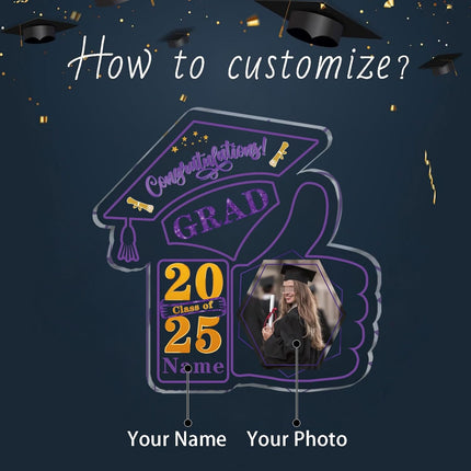 UUBAO Personalized Graduation Decorative Signs Plaques Class of 2024 Desk Paperweight Farewell Memorial Gift with Photo(Purple)