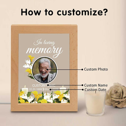 UUBAO Personalized Memorial Gift Night Light Customized Light Up Picture Frames Acrylic Led Plaque Lamp Sympathy Remembrance Gift(Flower)