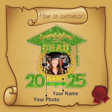 UUBAO Customized Graduation Plaque with Photo Crystal Desktop Keepsake Gift (Light Green)