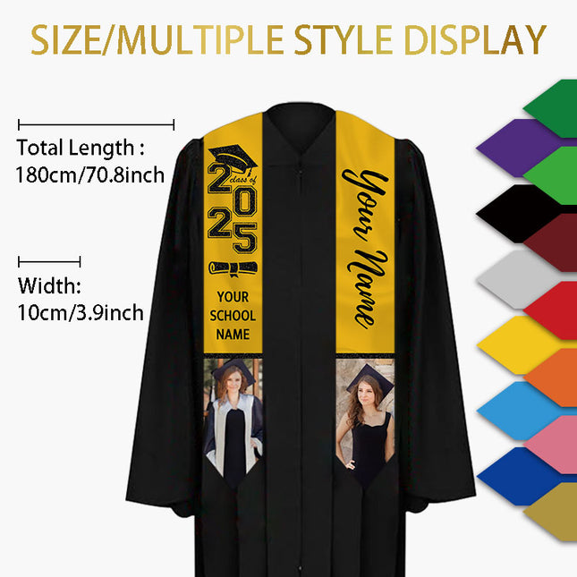 UUBAO Personalized Graduation Stole Class of 2025 Custom Academic Ceremony Shawl for Graduations Formal Events(Pink)