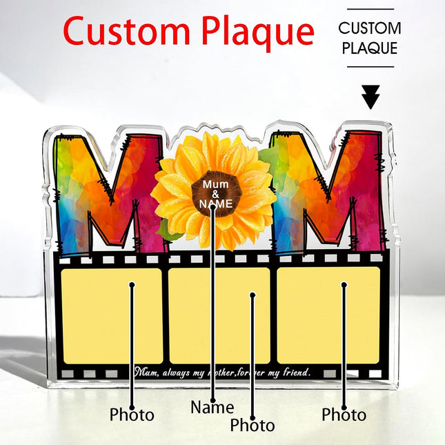 UUBAO Custom Mother’s Day Personalized Acrylic Plaque with Photos Name Gifts for Mom (Film)