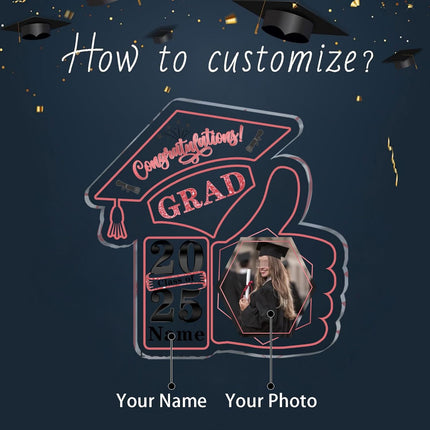 UUBAO Personalized Graduation Decorative Signs Plaques Class of 2024 Desk Paperweight Farewell Memorial Gift with Photo(Pink)