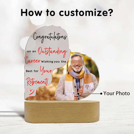 UUBAO Customized Acrylic Night Light Gifts Personalized Acrylic LED Night Light Lamp Anniversary Custom Photo Gifts for Retiree