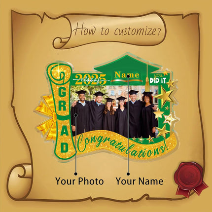 UUBAO Customized Graduation Plaque with Photo Crystal Desktop Keepsake Gift (Dark Green)