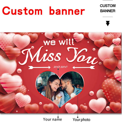 UUBAO Custom We Will Miss You Decorations Banner,Farewell Going Away Party Decorations for Anniversary Retirement Graduation Party(Red)
