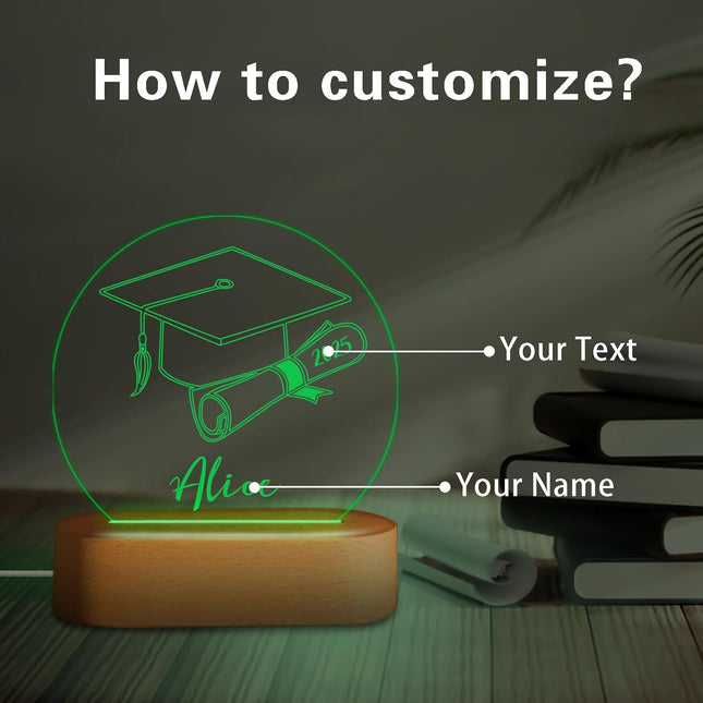 UUBAO Personalized Graduation Lamp Gifts for Her or Him Class of 2025 Custom Name College & Year Congrats Grad 3D Illusion Night Light Decoration for High School Graduation or University (Scroll)