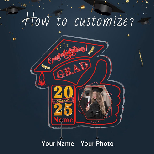 UUBAO Personalized Graduation Decorative Signs Plaques Class of 2024 Desk Paperweight Farewell Memorial Gift with Photo(Red)