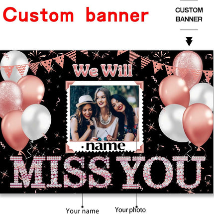 UUBAO Custom We Will Miss You Decorations Banner,Farewell Going Away Party Decorations for Anniversary Retirement Graduation Party(Rose Gold)