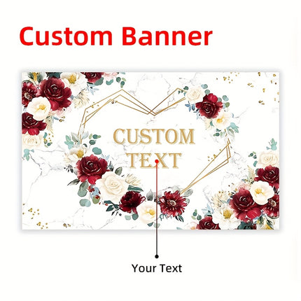 UUBAO Custom Floral Banner for Bridal Shower with Text Personalized Photography Background Couple Wedding Party Decorations