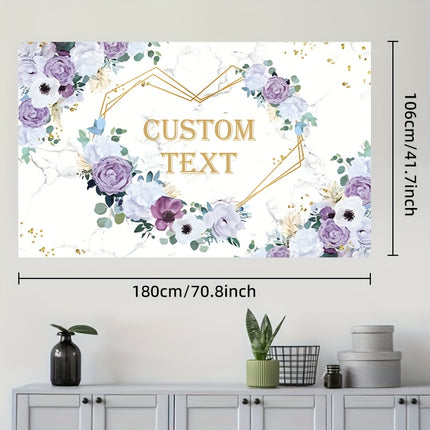 UUBAO Custom Floral Banner for Bridal Shower with Text Personalized Photography Background Couple Wedding Party Decorations