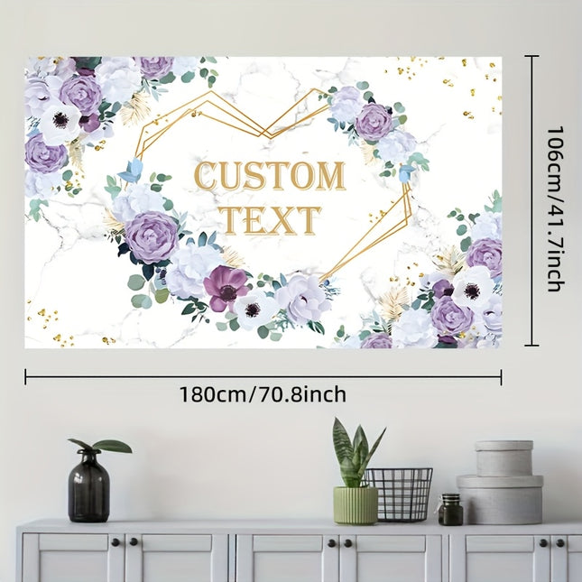 UUBAO Custom Floral Banner for Bridal Shower with Text Personalized Photography Background Couple Wedding Party Decorations
