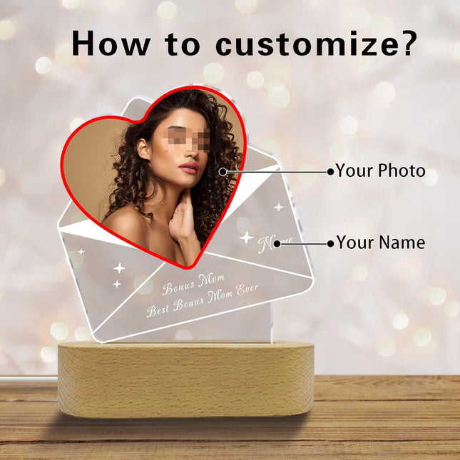 UUBAO Customized Acrylic Night Light Gifts Personalized Mother's Day Gifts Custom Photo for Bonus Mom