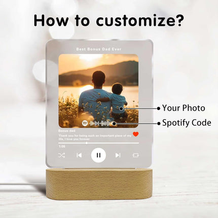 UUBAO Customized Acrylic LED Night Light Lamp Personalized Father's Day Gifts Custom Photo for Bonus Dad