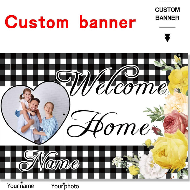 UUBAO Custom Welcome Home Banner Decorations Sunflower Yard Sign Sunflower Banner for Military Homecoming Deployment Returning Party Supplies