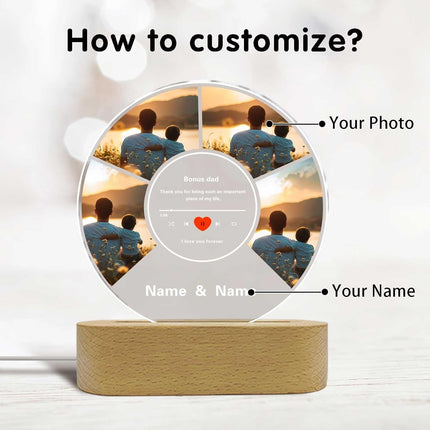 UUBAO Customized Acrylic Night Light Gift Personalized Father's Day Gift Custom Photo Name For Bonus Dad