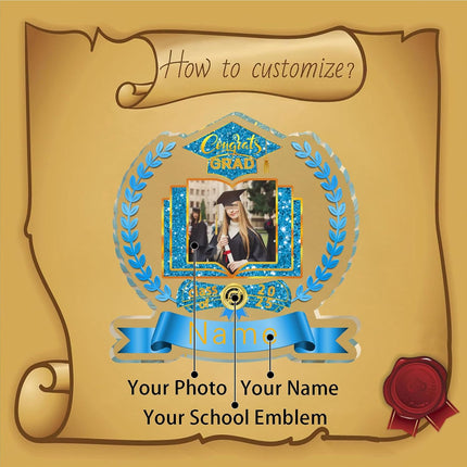 UUBAO Customized Graduation Plaque with Single Picture Custom Picture 2025 Congrats Grad Crystal Desktop Farewell Keepsake Gift (Sky Blue)