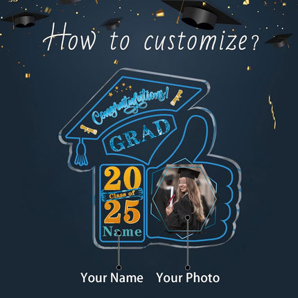 UUBAO Personalized Graduation Decorative Signs Plaques Class of 2024 Desk Paperweight Farewell Memorial Gift with Photo(Sky Blue)