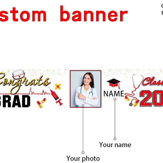 UUBAO Custom Nurse/Medical Students Graduation Party Backdrop Banner 2025 Photo Booth Prop Wall Decorations Indoor/Outdoor
