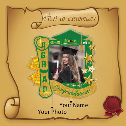 UUBAO Customized Graduation Plaque with Single Picture Custom Picture 2025 Congrats Grad Crystal Desktop Farewell Keepsake Gift (Dark Green)