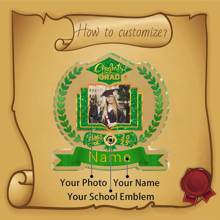 UUBAO Customized Graduation Plaque with Single Picture Custom Picture 2025 Congrats Grad Crystal Desktop Farewell Keepsake Gift (Dark Green)