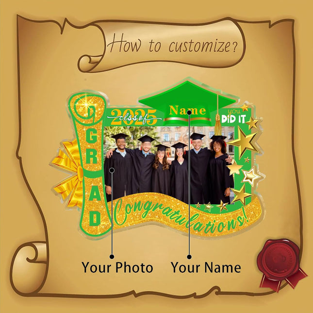 UUBAO Customized Graduation Plaque with Photo Crystal Desktop Keepsake Gift (Light Green)