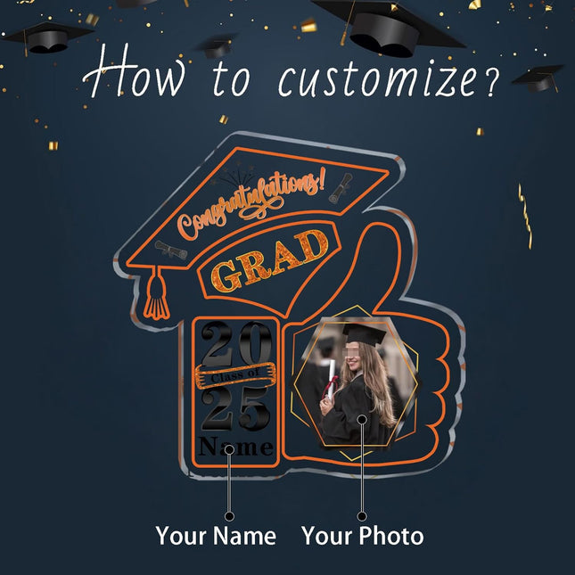 UUBAO Personalized Graduation Decorative Signs Plaques Class of 2024 Desk Paperweight Farewell Memorial Gift with Photo(Orange)