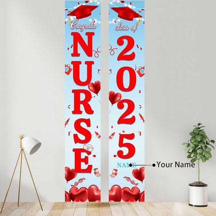 UUBAO Custom Nurse/Medical Students Graduation Party Decorations 2025 Porch Sign Banner Large Congrats Grad Door Banner