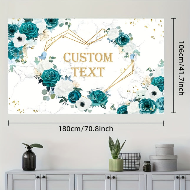 UUBAO Custom Floral Banner for Bridal Shower with Text Personalized Photography Background Couple Wedding Party Decorations