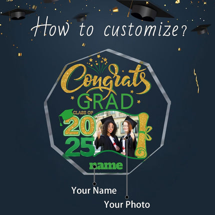 UUBAO Personalized Graduation Gift Class of 2025 Desk Paperweight Farewell Memorial Decorative Signs Plaques with Photo (Light Green)