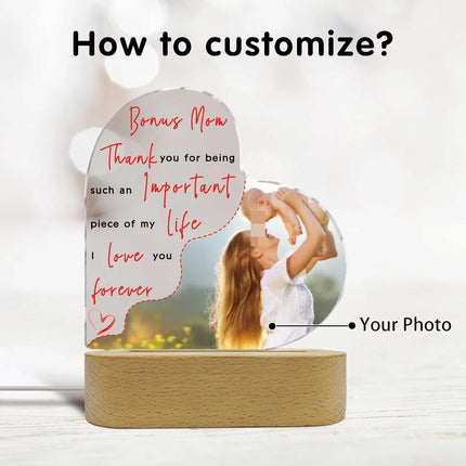 UUBAO Customized Acrylic Night Light Gifts Personalized Mother's Day Gifts Custom Photo for Bonus Mom