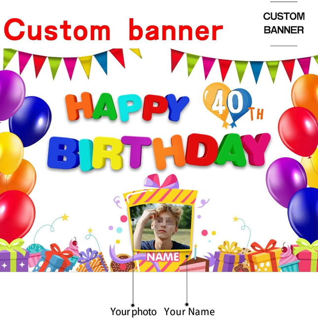 UUBAO Custom Colorful Happy Birthday Decoration Banner Personalized with Photos and Names