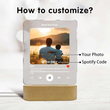 UUBAO Customized Acrylic LED Night Light Lamp Personalized Father's Day Gifts Custom Photo Gifts for Dad