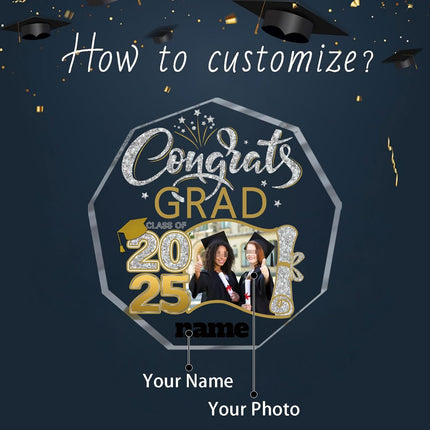 UUBAO Personalized Graduation Gift Class of 2025 Desk Paperweight Farewell Memorial Decorative Signs Plaques with Photo (Champagne)