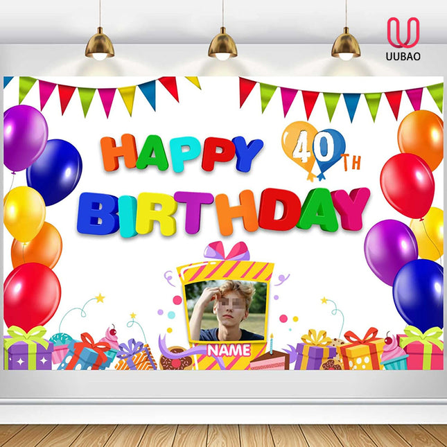 UUBAO Custom Colorful Happy Birthday Decoration Banner Personalized with Photos and Names