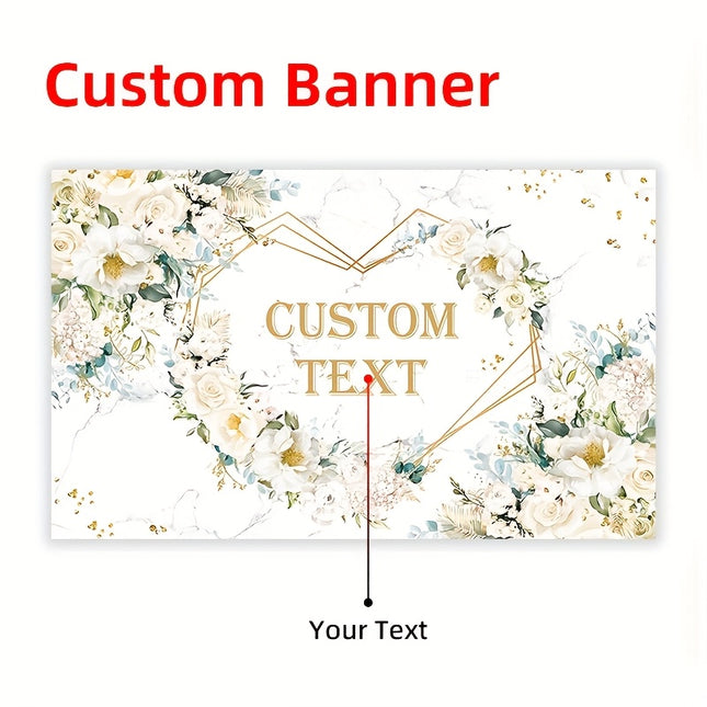 UUBAO Custom Floral Banner for Bridal Shower with Text Personalized Photography Background Couple Wedding Party Decorations