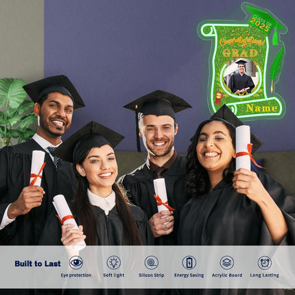 UUBAO Custom Graduation Gift LED Neon Signs Class of 2025 Personalized Photo Congrats Grad USB Powered (Light Green)