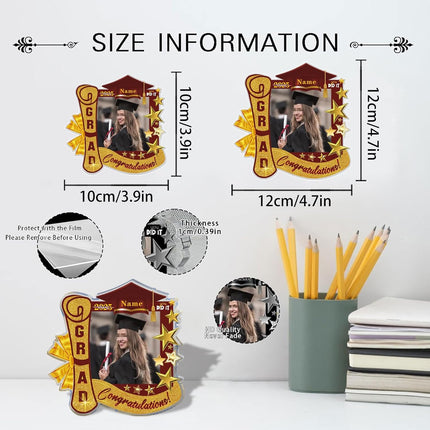 UUBAO Customized Graduation Plaque with Single Picture Custom Picture 2025 Congrats Grad Crystal Desktop Farewell Keepsake Gift (Maroon)