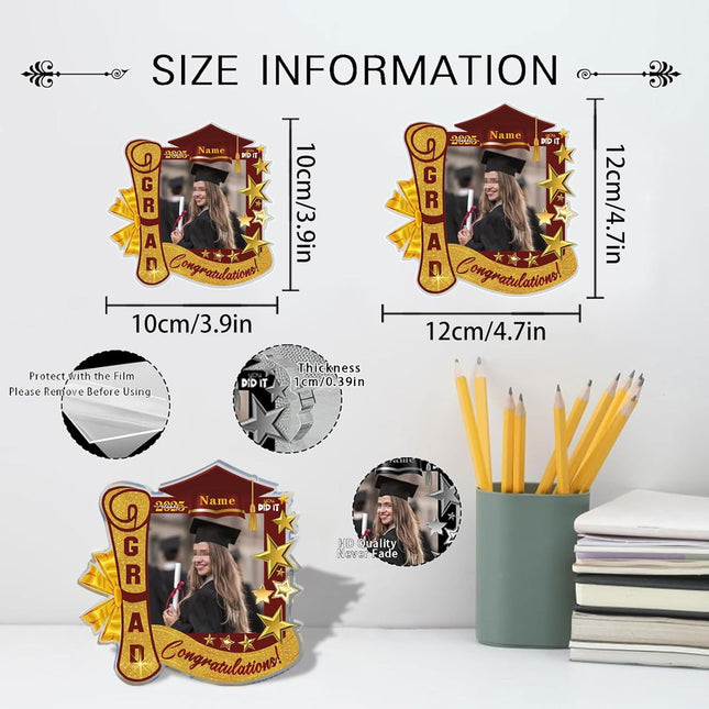 UUBAO Customized Graduation Plaque with Single Picture Custom Picture 2025 Congrats Grad Crystal Desktop Farewell Keepsake Gift (Maroon)