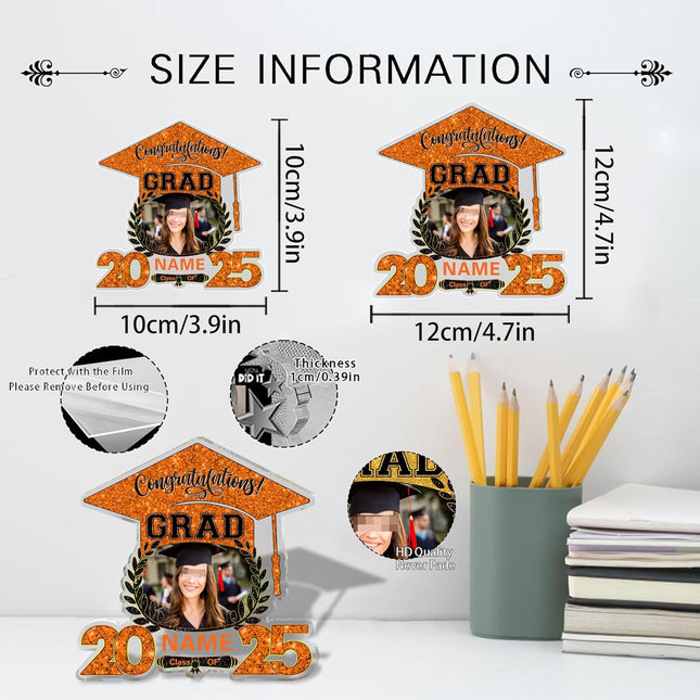 UUBAO Customized Graduation Plaque with Photo Crystal Desktop Keepsake Gift (Orange)
