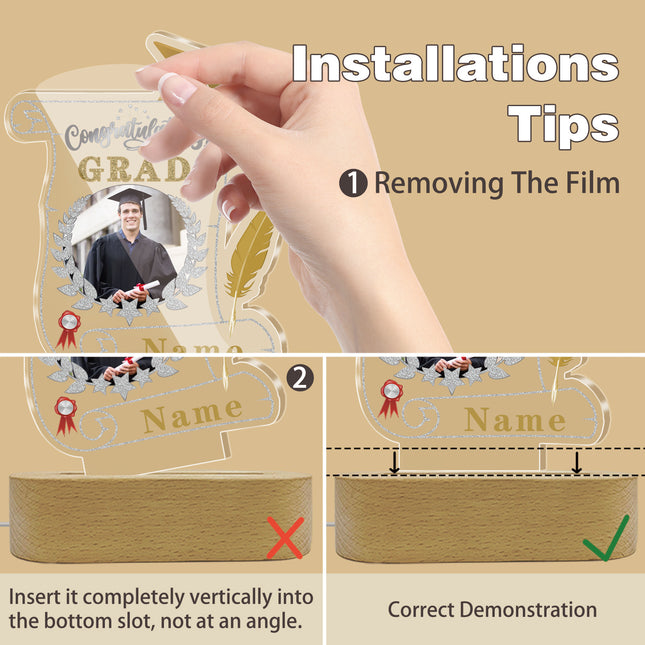 UUBAO Personalized Night Light Class of 2025 Graduation Gift for Junior High School College Teachers and Classmates(Champagne)