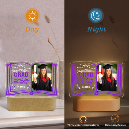 UUBAO Custom Night Light with Photo Name 2025 Personalized Graduation Led Lamp for Women Man Gifts for College High School (Purple)