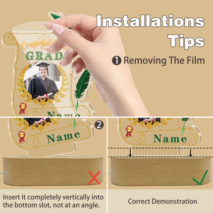 UUBAO Personalized Night Light Class of 2025 Graduation Gift for Junior High School College Teachers and Classmates(Dark Green)