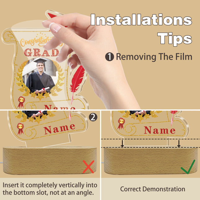 UUBAO Personalized Night Light Class of 2025 Graduation Gift for Junior High School College Teachers and Classmates(Red)