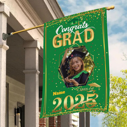 UUBAO Custom Graduation Garden Flag with Photo Class of 2025 Congrats Grad Double Sided Yard Flag Decorative Gifts (Dark Green)
