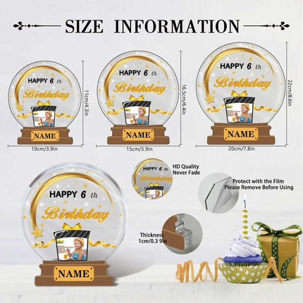 UUBAO Customized Birthday Gift Acrylic Plaque Custom Picture Crystal Desktop Keepsake Gift Birthday Decorations(Yellow)