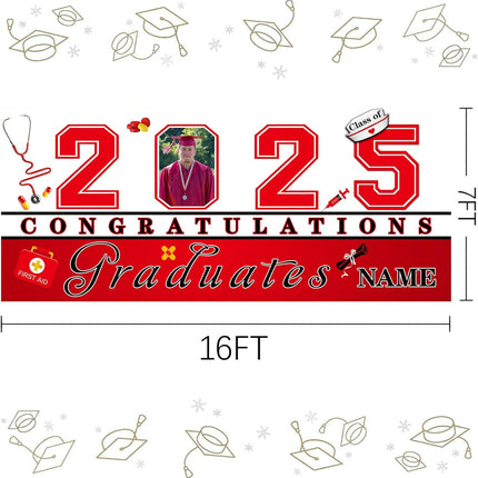UUBAO Custom Nurse/Medical Students Graduation Garage Door Banner Cover Personalized Class of 2025 Congrats Grad Party Backdrop