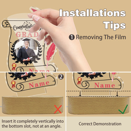 UUBAO Personalized Night Light Class of 2025 Graduation Gift for Junior High School College Teachers and Classmates(Pink)