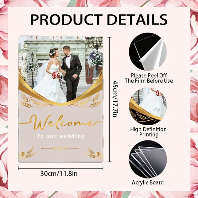 UUBAO Custom Welcome Wedding Sign with Name Personalized Acrylic Decoration for Ceremony Lawn Wedding Party Outdoor Indoor