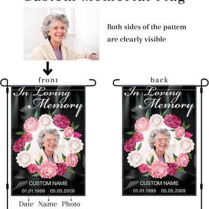 UUBAO Custom Memorial Funeral Flags - Personalized and Customized Burlap Flags for Memorial and Funeral Decoration