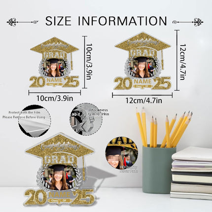 UUBAO Customized Graduation Plaque with Photo Crystal Desktop Keepsake Gift (Champagne)